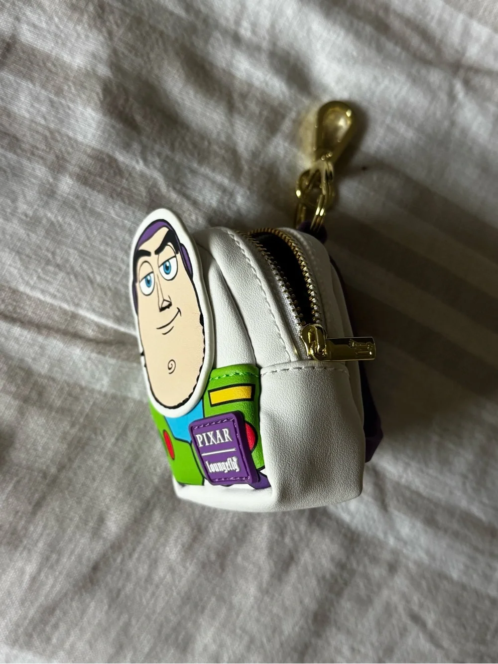 Loungefly White Purple Green Pixar Buzz Lightyear Mini Backpack Keychain